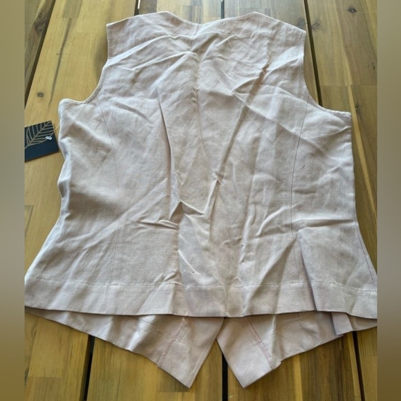 Nwt Dana B And Karen Pale Pink Sleeveless Button-Up Silk Linen Vest Size 8 - Picture 2 of 4